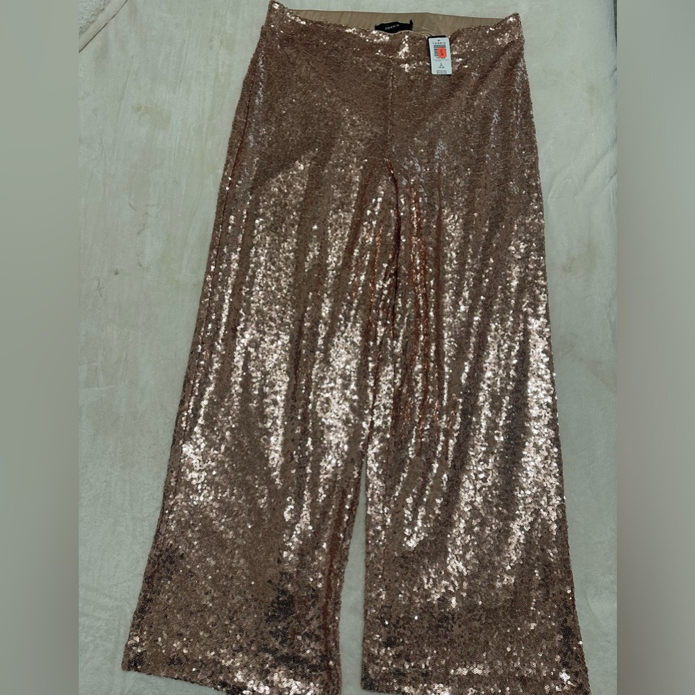 PLUS SIZE Champagne/Pink Sequin Wide Leg Pants *MATCHING PANT SET*